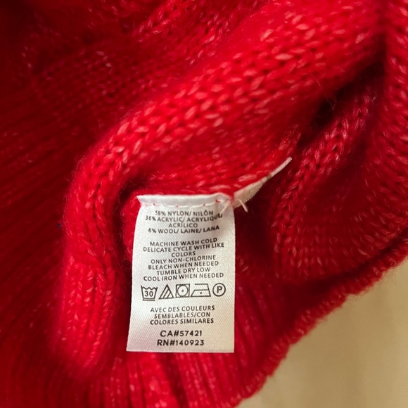 LOFT Red Cable Knit Sweater, Size S - Picture 4 of 13